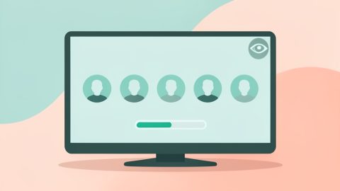 A TV showing a row of profile avatars, a continue-watching bar, and an eye icon for watch-history visibility