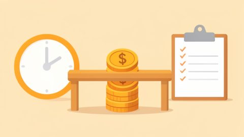 Conceptual illustration of coins paused behind a small barrier beside a clock and a checklist, evoking a held payout and the steps to release it