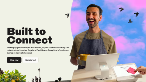 SumUp US homepage, a mobile card-payment service offering Tap to Pay on iPhone for small vendors