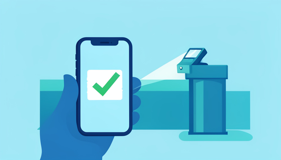 Conceptual illustration of a phone showing a ticket barcode being scanned at a stadium gate, evoking mobile ticket entry without an ID check
