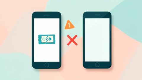 Two phones with a torn ticket, a red X, and a warning triangle representing a failed mobile ticket transfer
