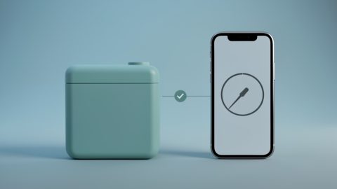Conceptual illustration of a car battery icon beside a smartphone showing a health gauge and checkmark, evoking a used EV battery health check by screenshot