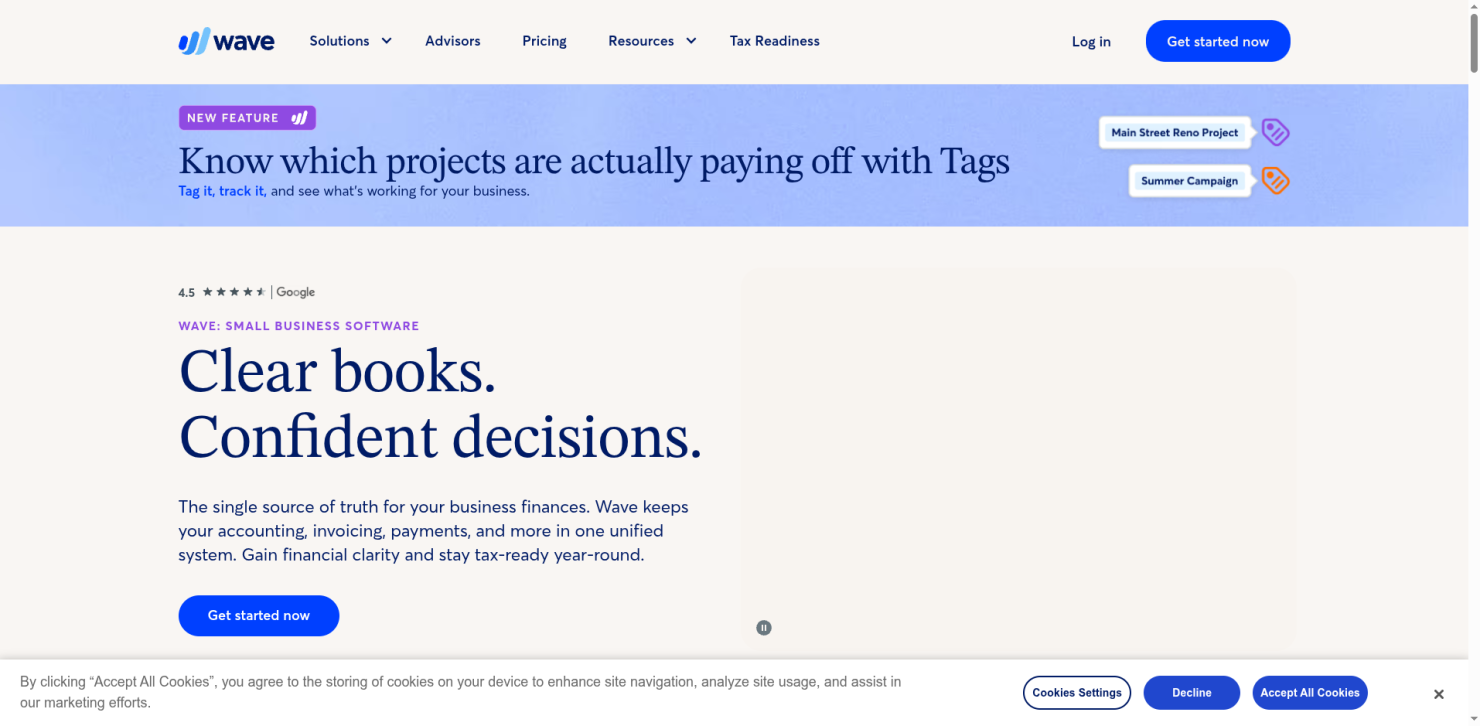 Wave free accounting homepage