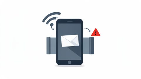 Conceptual illustration of a phone on hotel Wi-Fi with a login shield and a blocked incoming message, evoking a 2FA code failing to arrive