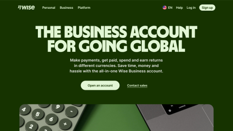 Wise Business account page, a multi-currency option freelancers use to invoice and get paid