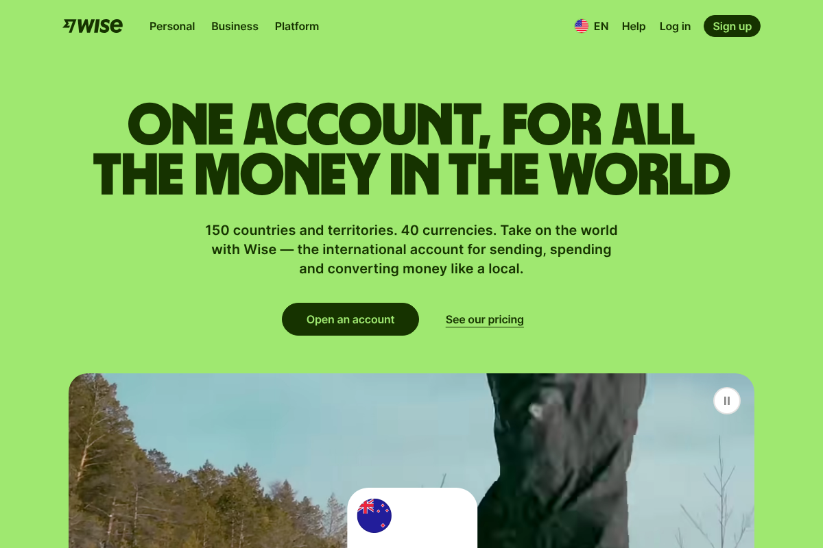 Wise multi-currency account for receiving international payments