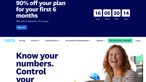 Xero online accounting software product page, an alternative to QuickBooks Online with built-in e-invoicing