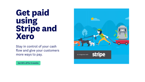 Xero and Stripe partnership page showing invoices are paid through your own connected Stripe account