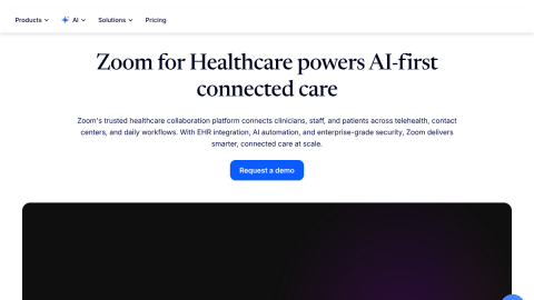 Zoom for Healthcare page