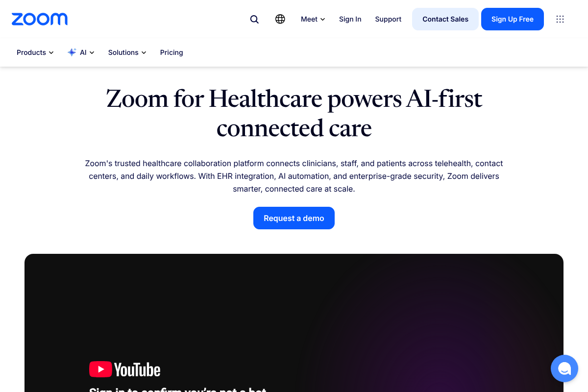 Zoom for Healthcare page